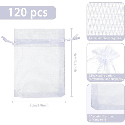 Organzasäckchen Weiß 120 Stk. Schmuckbeutel Geschenktüten