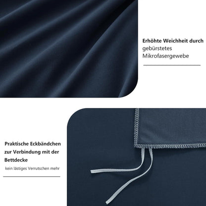 Bettwäsche 220x240 Blau Mikrofaser Weich & Bügelfrei