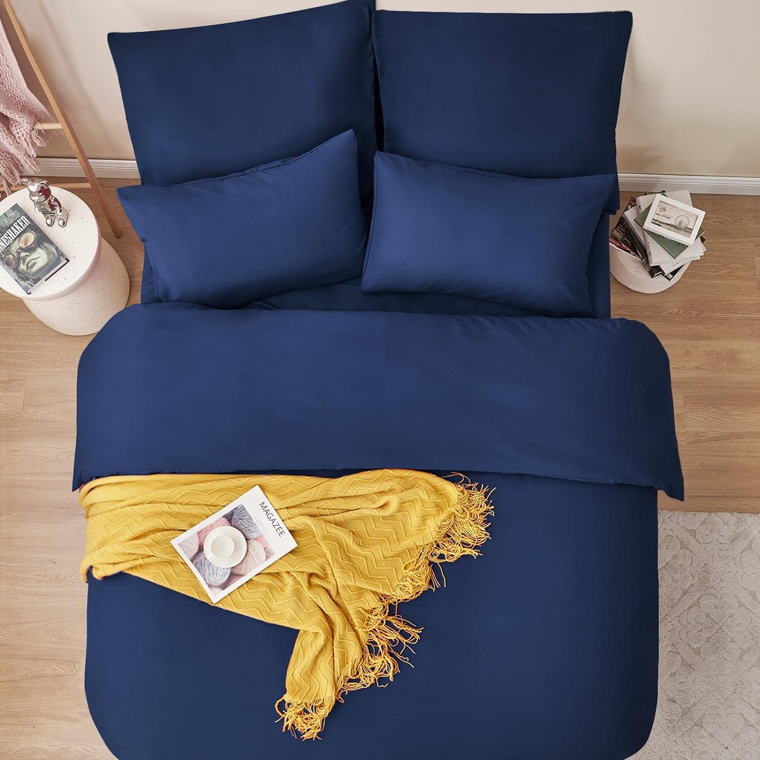 Bettwäsche Mikrofaser 200x220 3tlg. Set Blau mit Reißverschluss