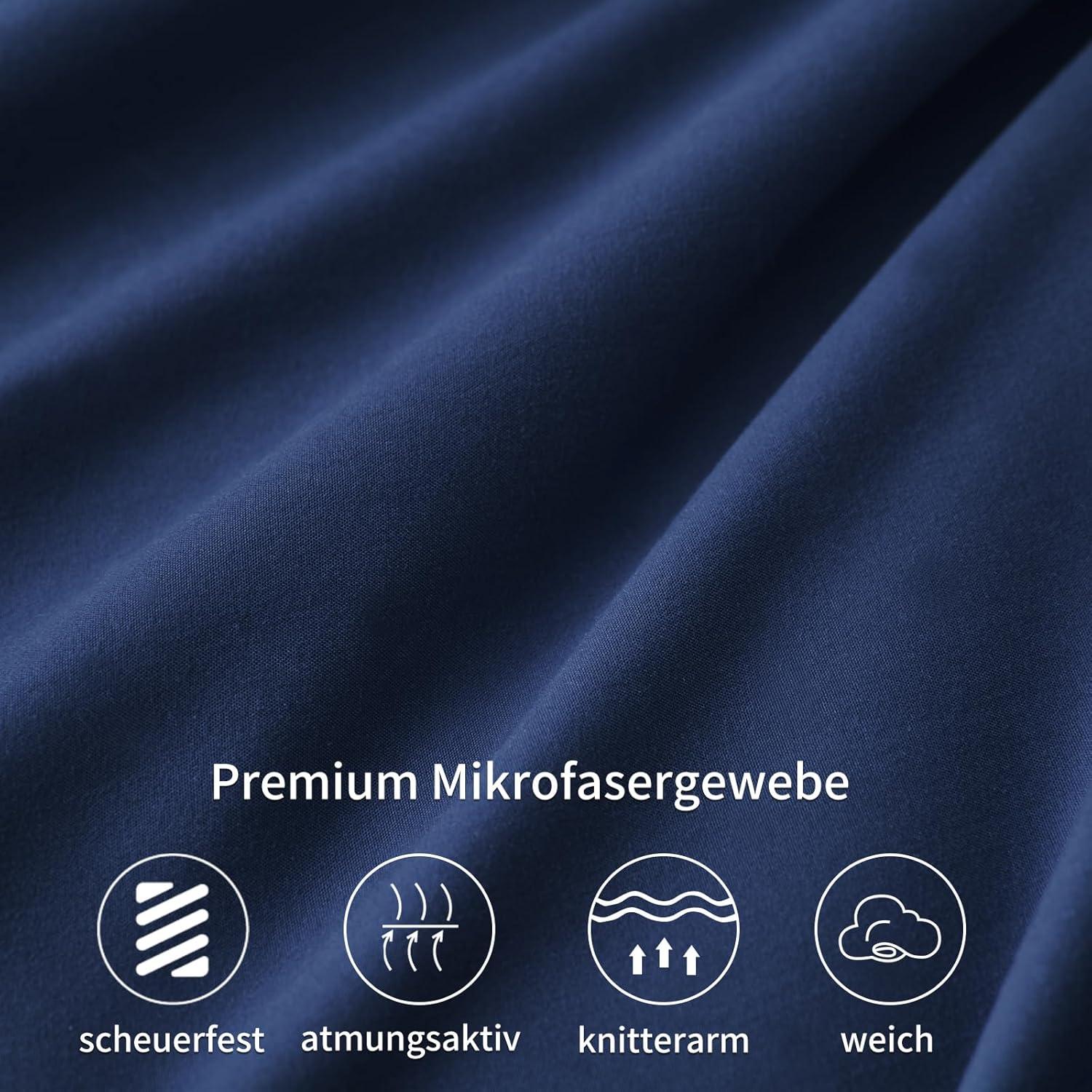 Kissenbezug 40x80 Dunkelblau Mikrofaser 2er Set Reißverschluss