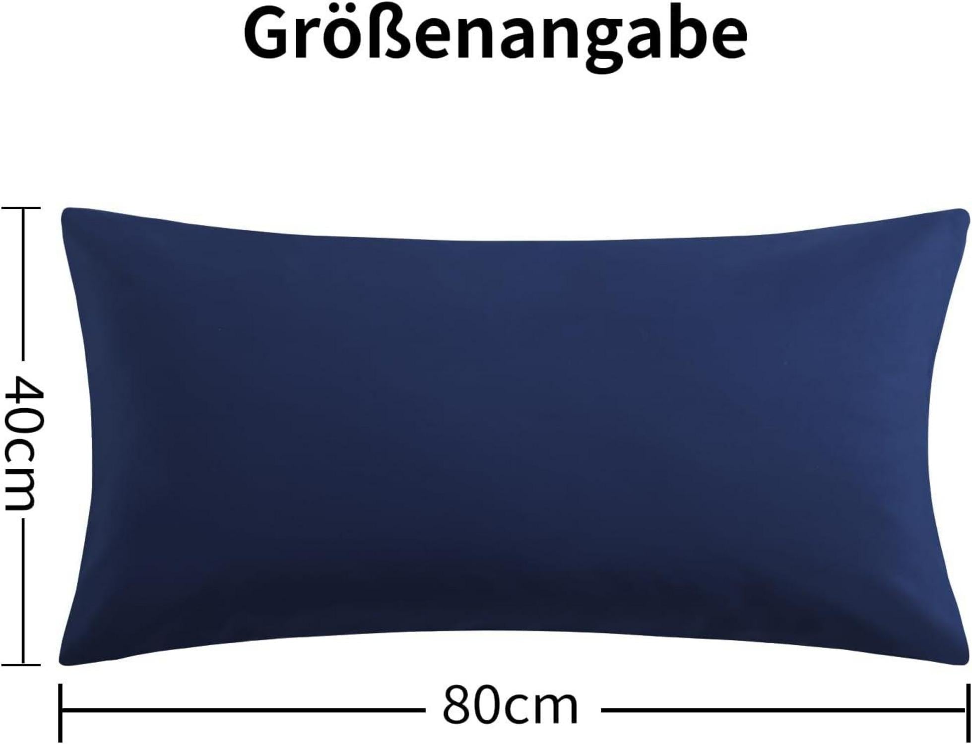 Kissenbezug 40x80 Dunkelblau Mikrofaser 2er Set Reißverschluss