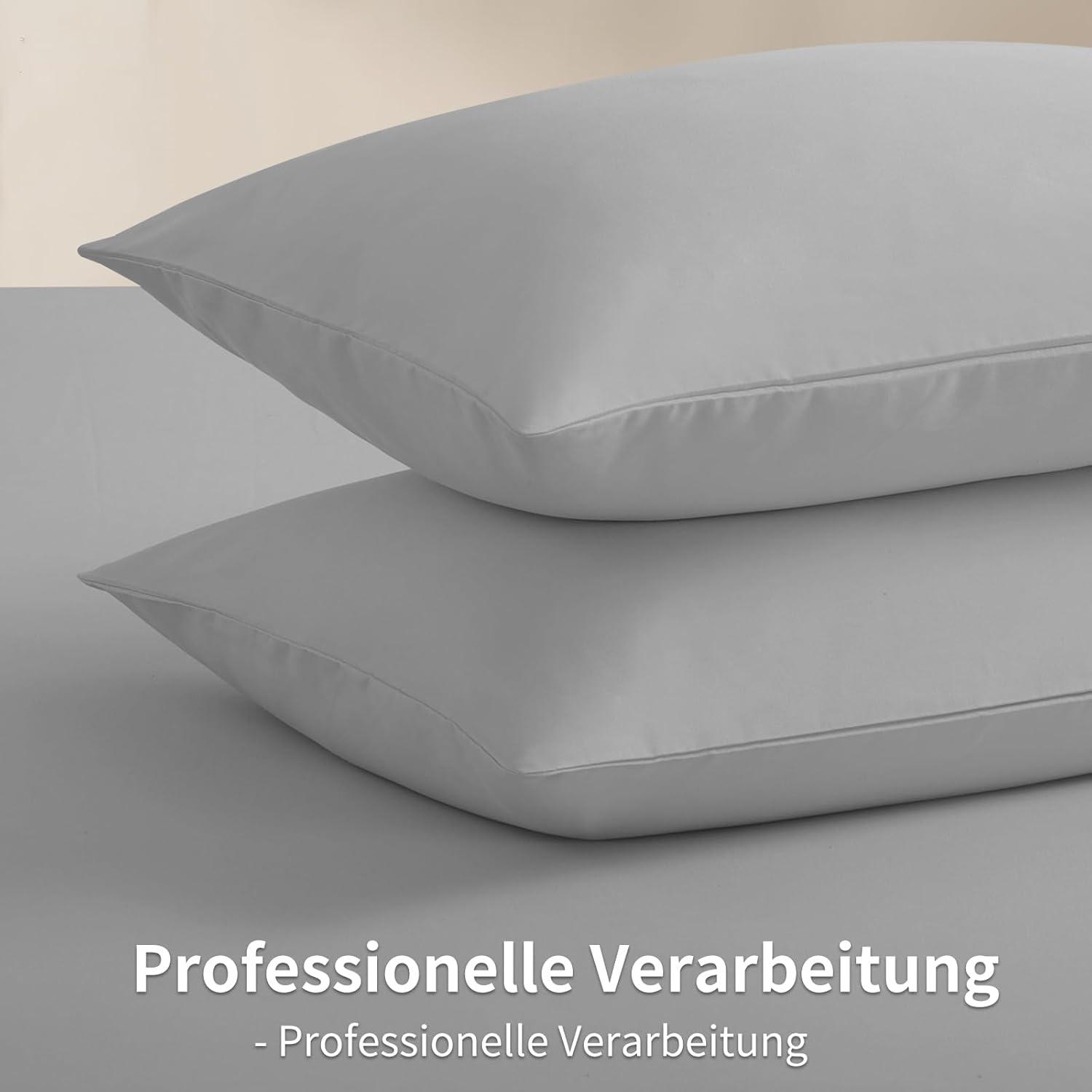 Kissenbezug 40x80 Grau Mikrofaser Reißverschluss 2er Set