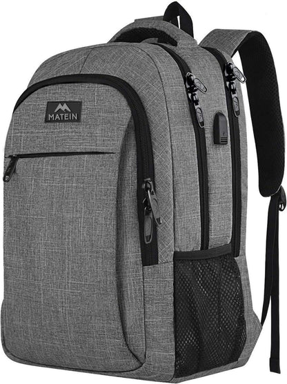 Rucksack Laptop 15,6 Zoll USB Ladeanschluss Grau Business