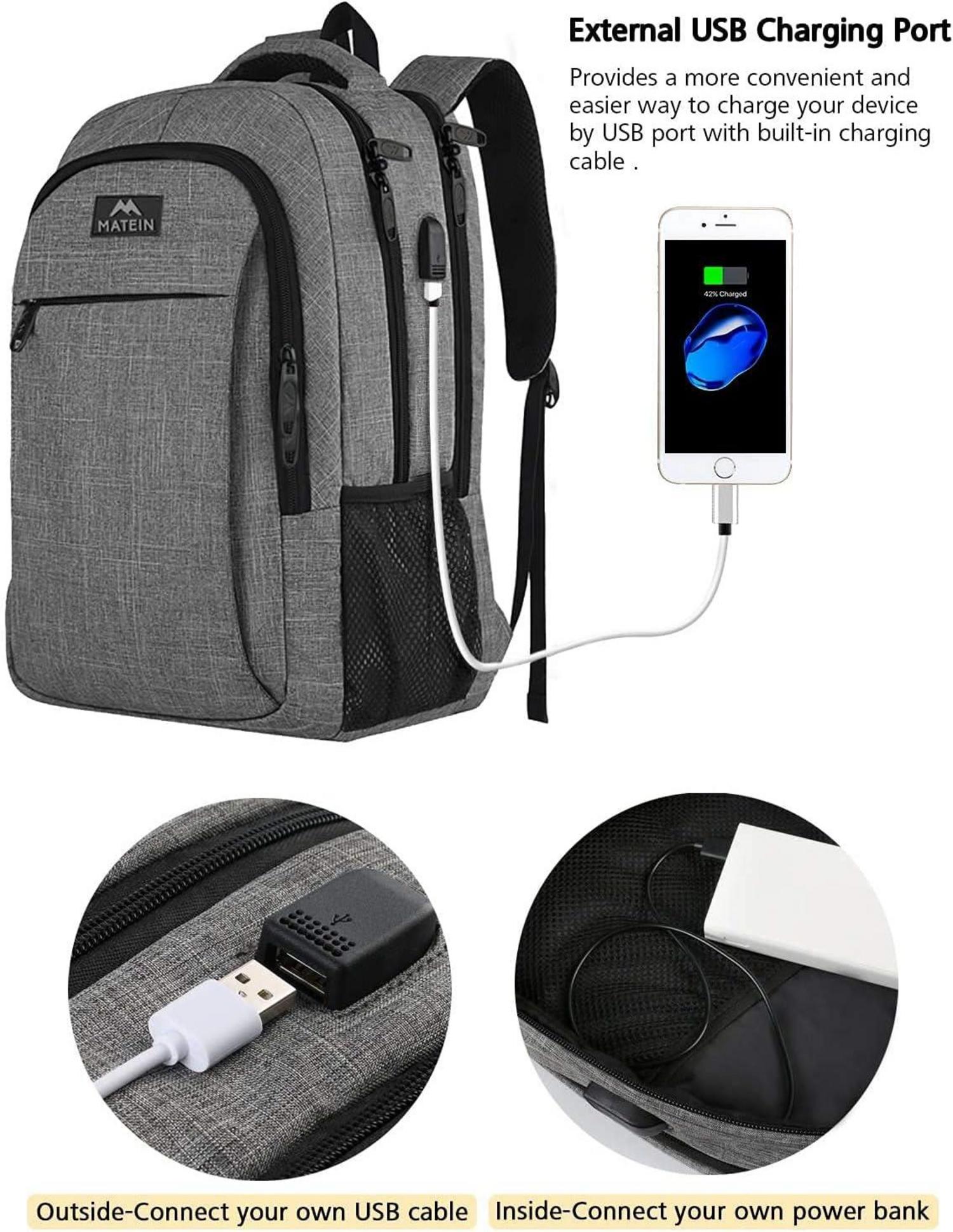 Rucksack Laptop 15,6 Zoll USB Ladeanschluss Grau Business