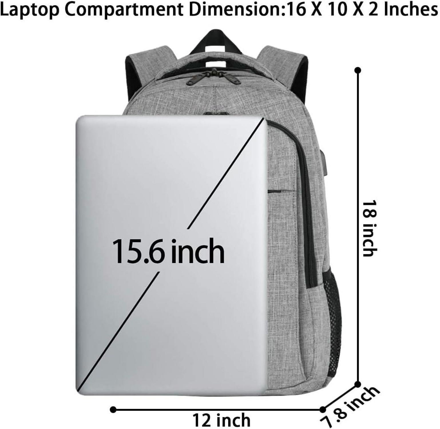 Rucksack Laptop 15.6 Zoll USB Ladeanschluss Grau Multifunktion Daypack