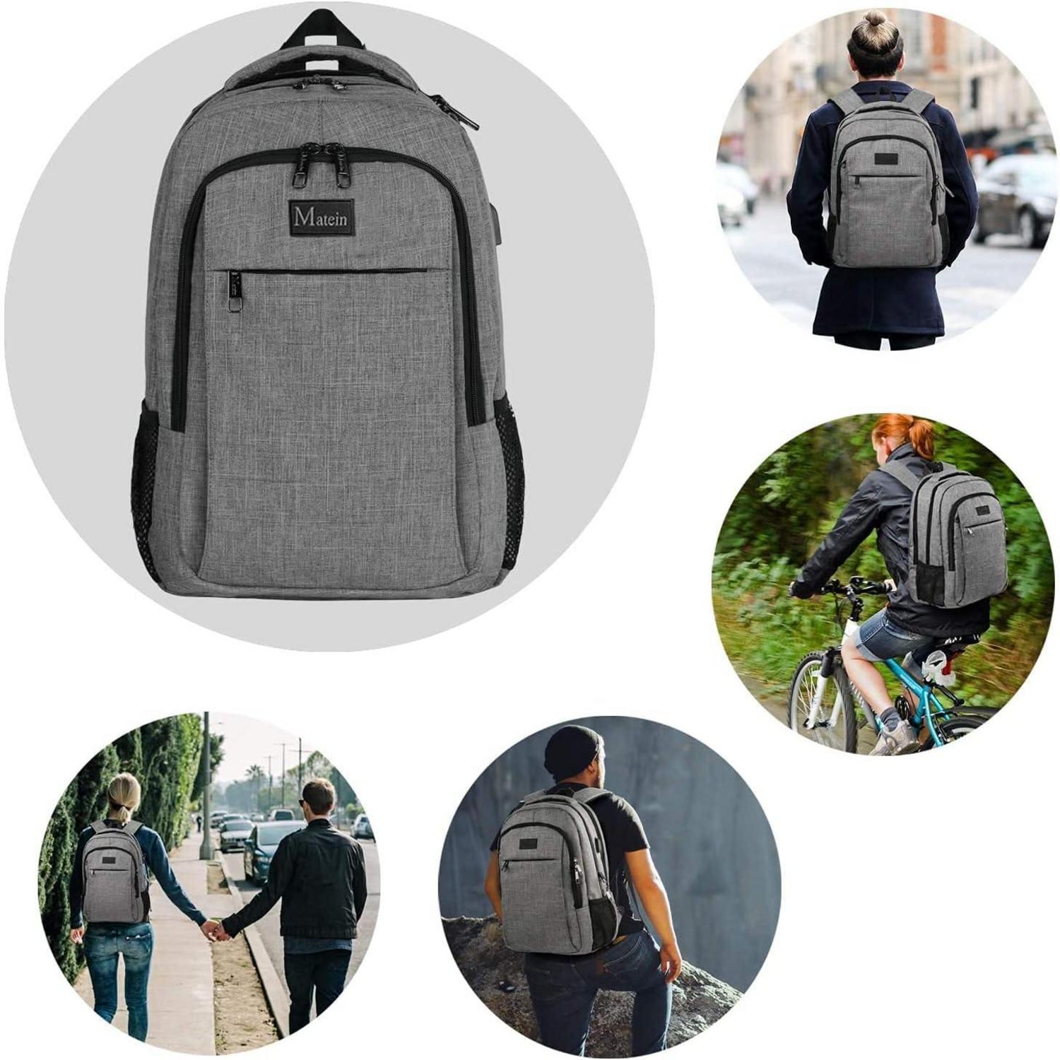 MATEIN Laptop Rucksack 15.6 Zoll USB Business Herren Damen Grau