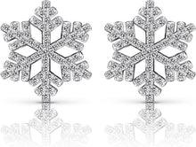 Ohrstecker Damen 925 Silber Schneeflocken Ohrringe Zirkonia