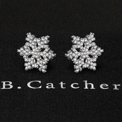 B.Catcher Ohrringe 925 Silber Schneeflocken Damen Ohrstecker Eiskönigin Set