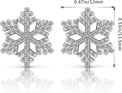 B.Catcher 925 Silber Ohrringe Damen Schneeflocken Ohrschmuck Set