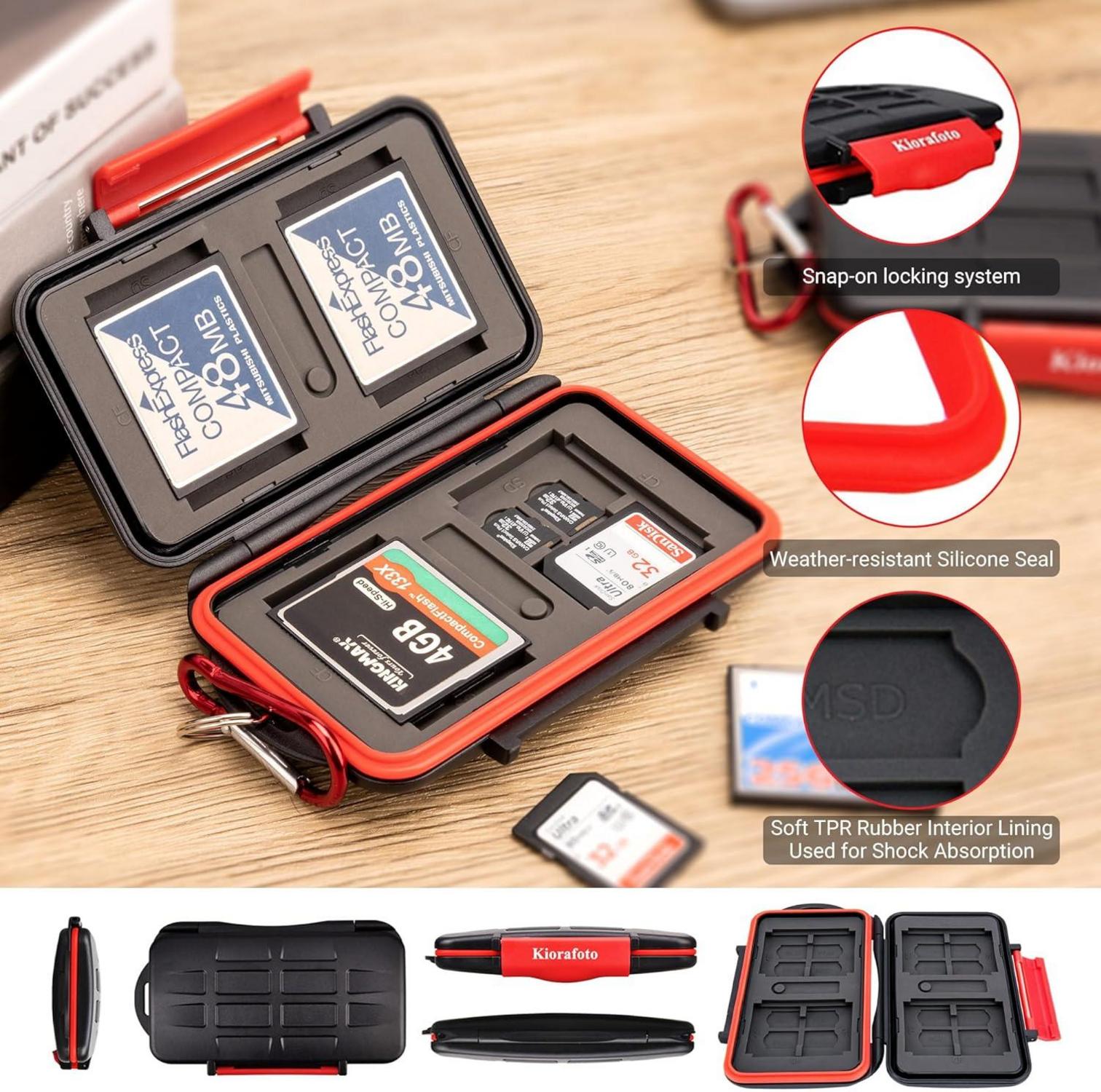 Kiorafoto SD Karten Aufbewahrung Case 28 Slots CF SD Micro Wasserdicht Anti-Verlust