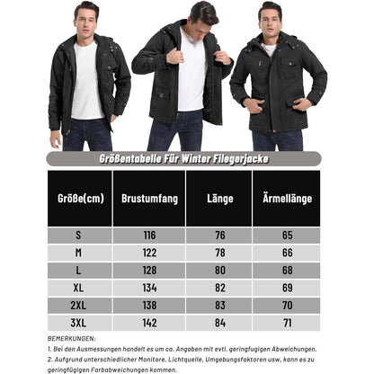 Herren Winterparka mit Kapuze – Warm gefüttert & Vieltaschen
