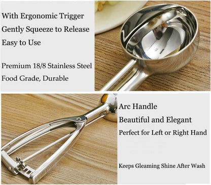 Eisportionierer Edelstahl mit Auslöser 4CM - Fayomir Eislöffel