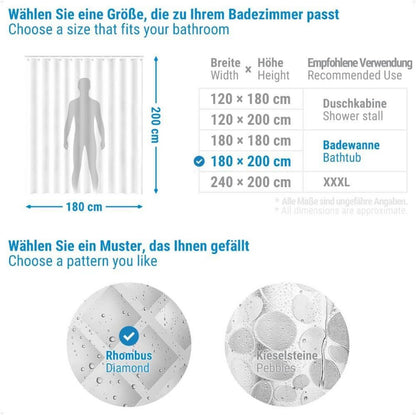 Transparenter 3D Rhombus Duschvorhang 180x200cm 100% Eva