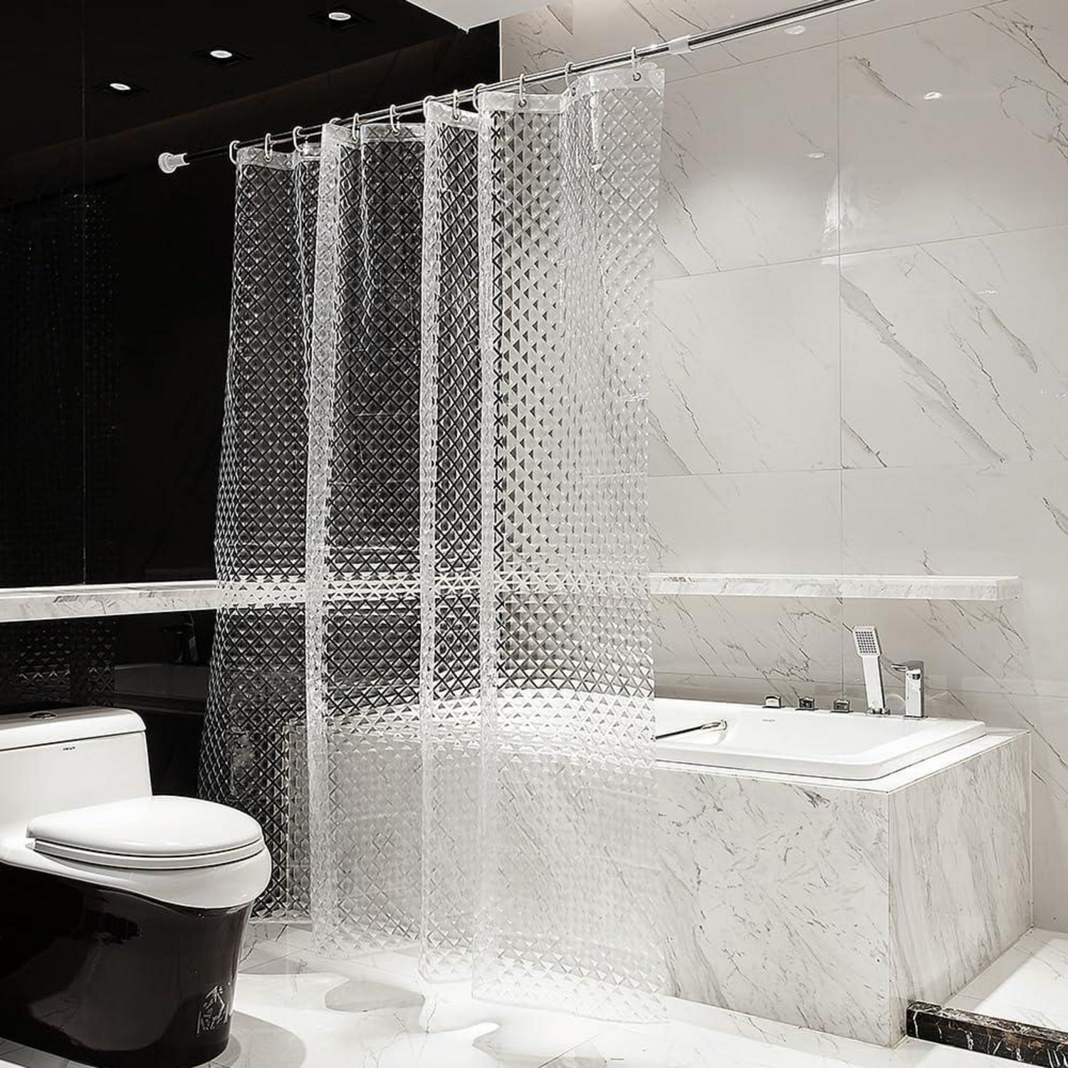 Ecooe 3D Rhombus Duschvorhang Transparent 180x200cm Eva Wasserdicht