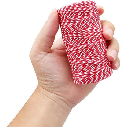 100m Rot und Weiß Baumwolle Bäckergarn Deko Schnur 2mm