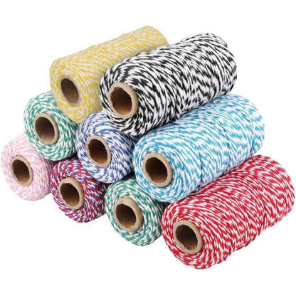 100m Rot und Weiß Baumwolle Bäckergarn Deko Schnur 2mm