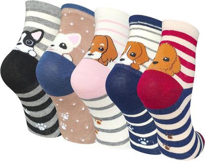 Chalier Lustige Damen Socken 5 Paar Tiere Geschenk Einheitsgröße Grau