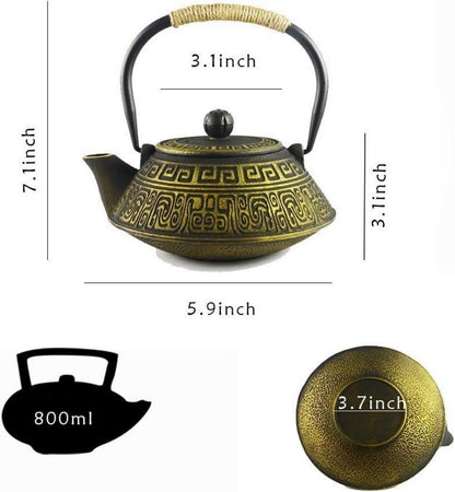 Gusseisen Teekanne Japan Stövchen 800ml Gold Teekannen mit Infuser