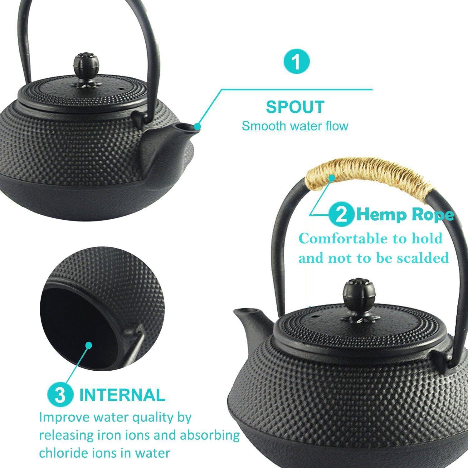 Japanische Teekanne aus Gusseisen mit Edelstahl-Infuser, 800ml