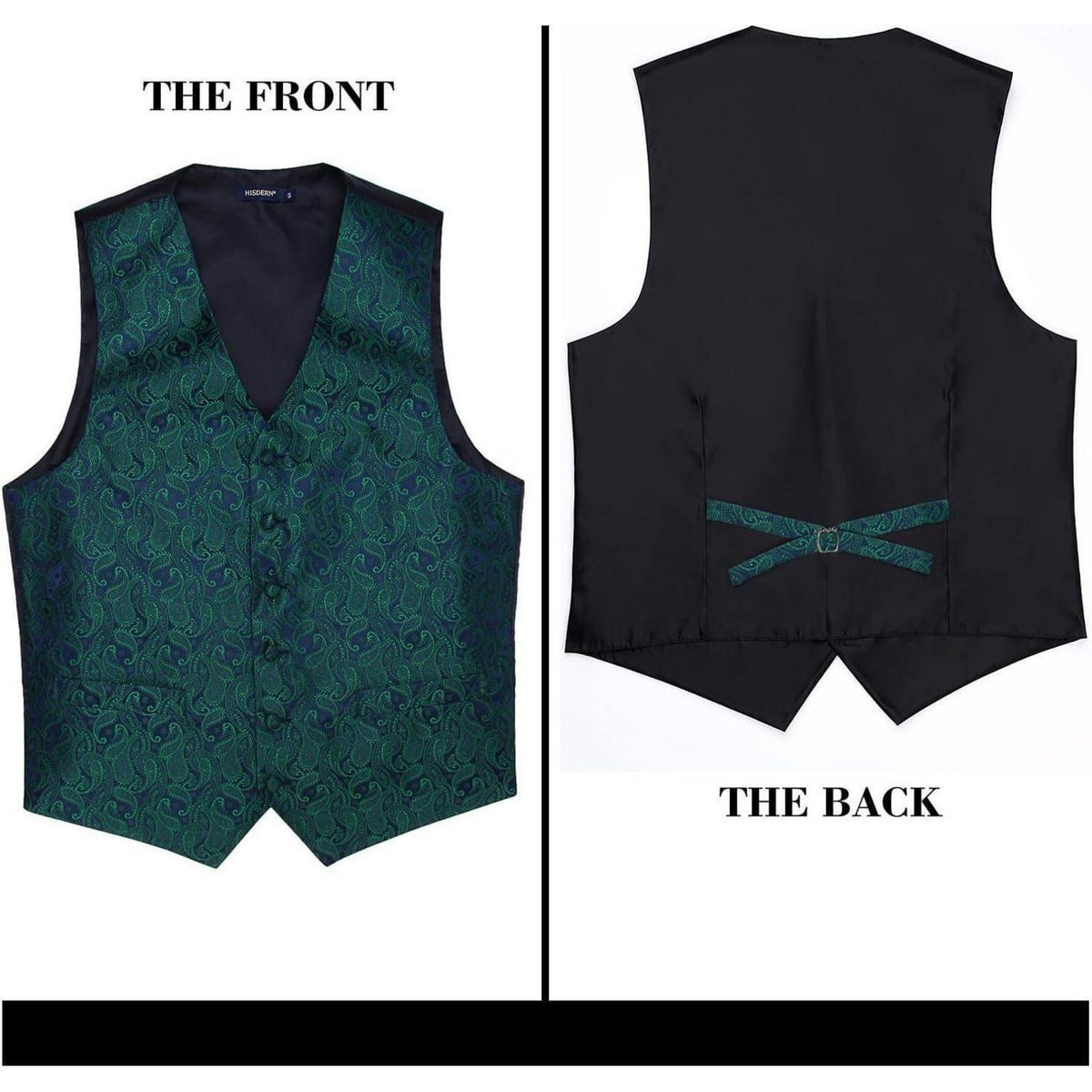 Herren Weste Krawatte Einstecktuch Set Jacquard Seide Grün
