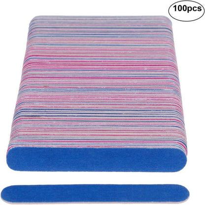 100er Doppelte Nagelfeilen 180/240 Einweg Holz Sandpapier Blau/Rosa