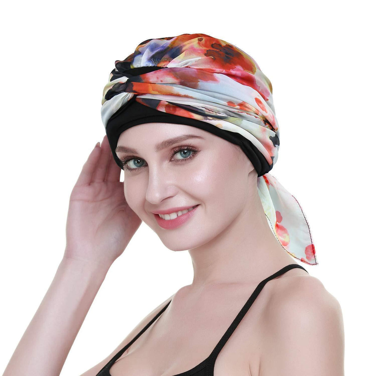 Chemo Kopftuch Bambus Viskose Multicolor Rot