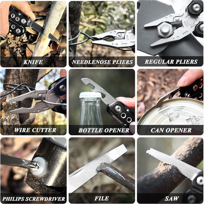 Multitool Zange Taschenmesser 14-in-1 Survival Werkzeug Schwarz