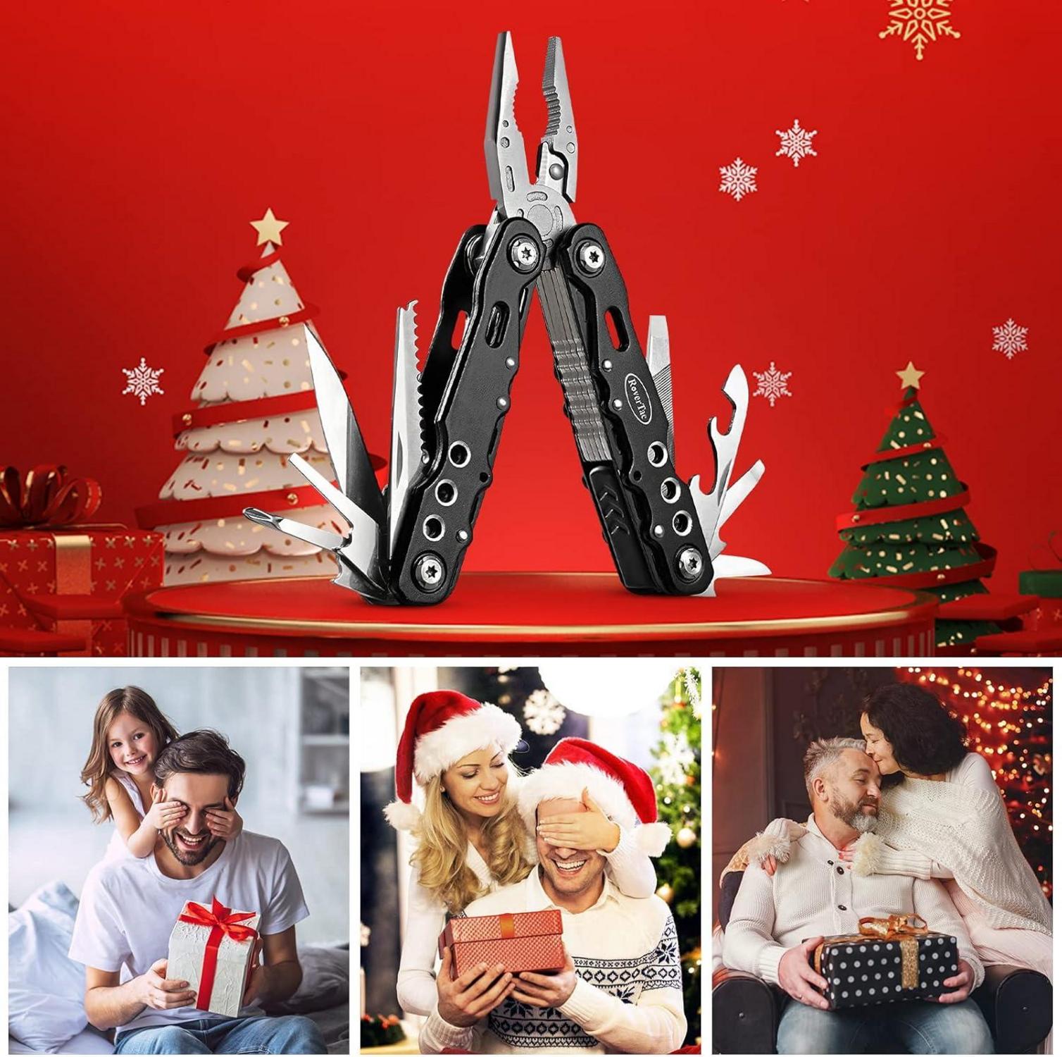 RoverTac Multitool Zange Taschenmesser 14in1 Multi Tool Messer Säge Flaschenöffner Nylonscheide Camping Wandern Survival