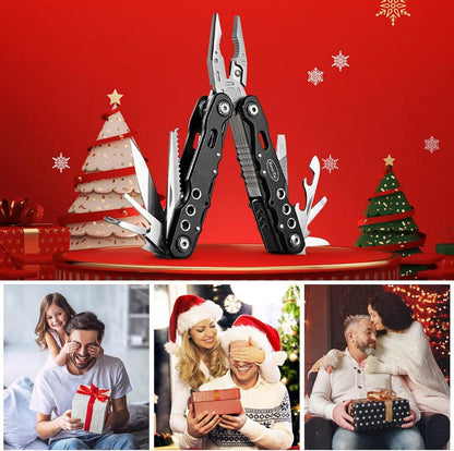 RoverTac Multitool Zange Taschenmesser 14in1 Multi Tool Messer Säge Flaschenöffner Nylonscheide Camping Wandern Survival