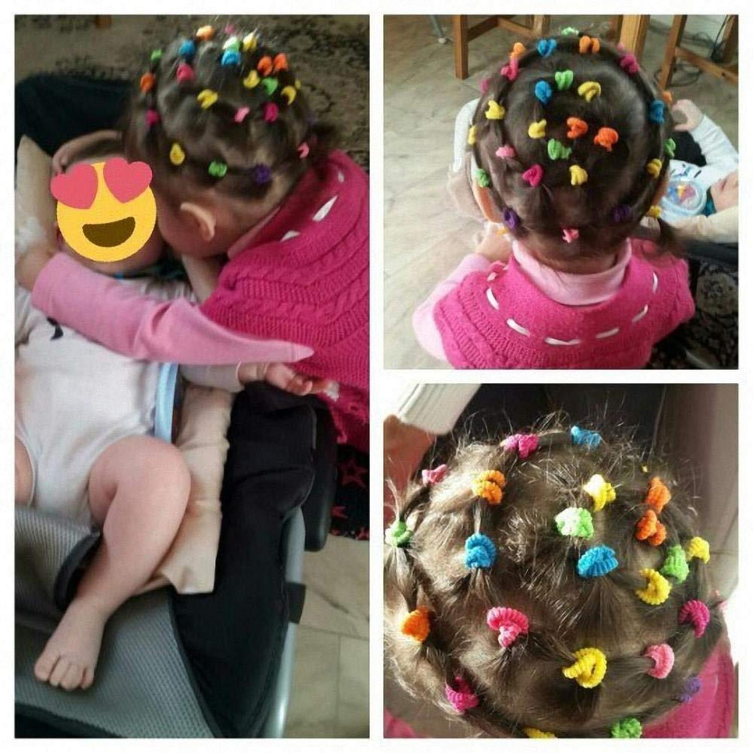 200 Mini Haargummis Elastisch Haarbänder Pferdeschwanz Kinder Set