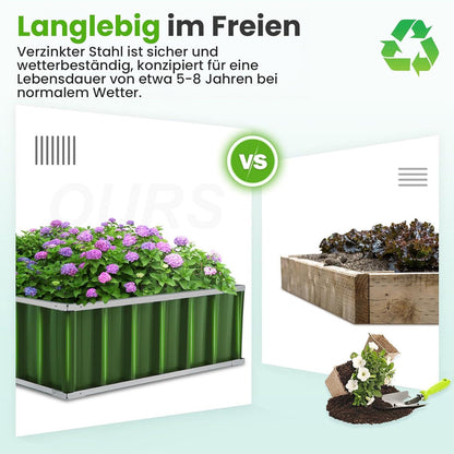 Hochbeet Gartenbeet Pflanzkübel 258x90x30cm T-Etiketten Handschuhen
