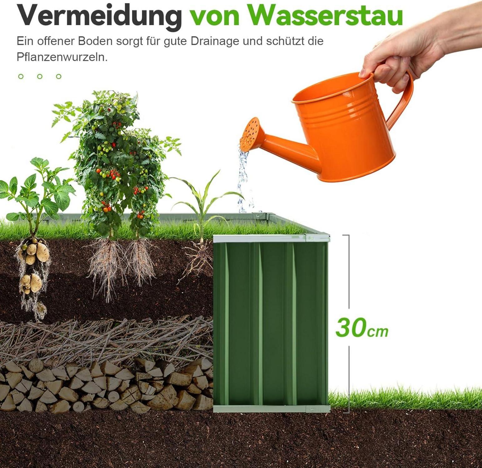 Hochbeet Gartenbeet Pflanzkübel 258x90x30cm T-Etiketten Handschuhen