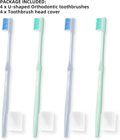 Kieferorthopädische Zahnbürste U-förmiger Bürstenkopf 4er Pack Zahnreinigung