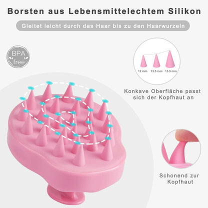 Massagebürste Shampoo Haarbürste Peeling Kopfmassage Silikonkamm
