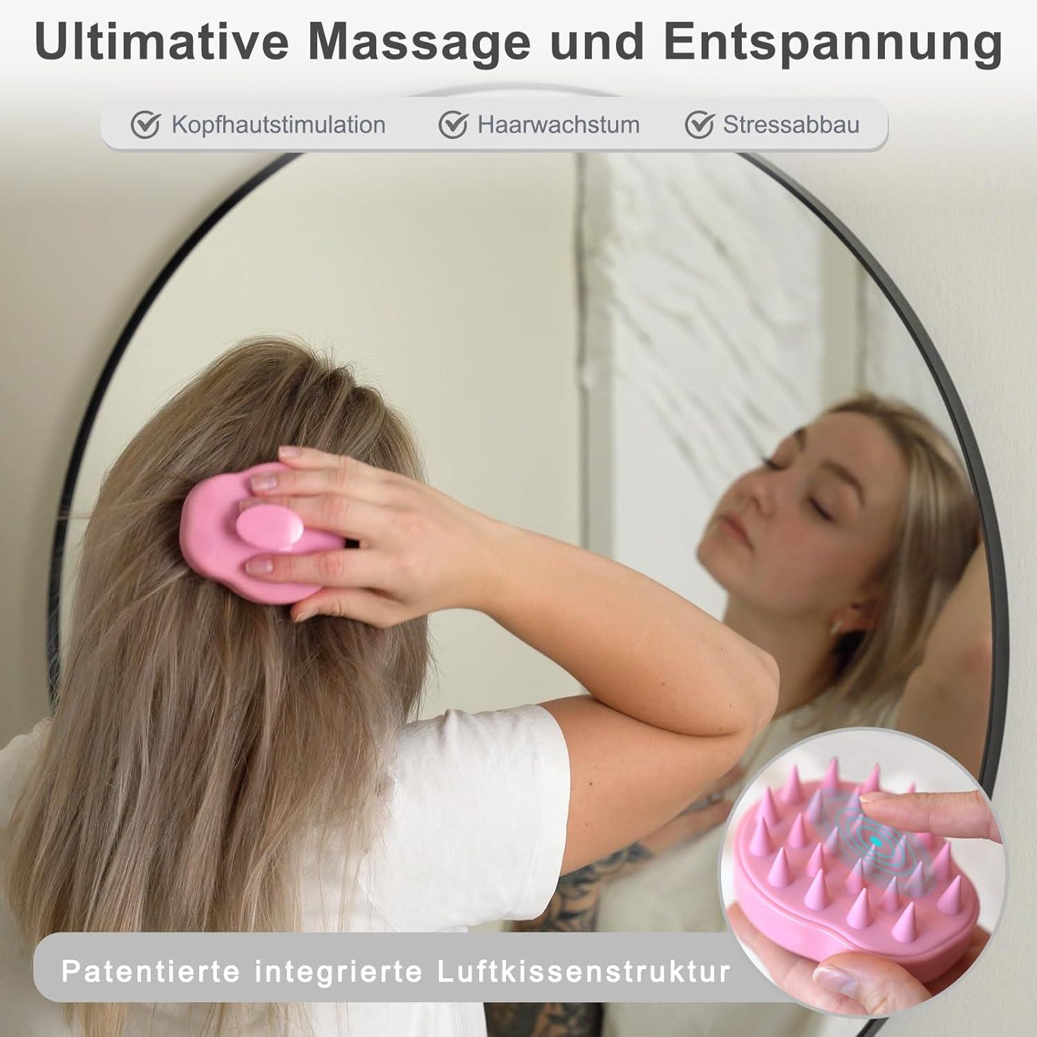 Kopfhaut Massagebürste Shampoo Haarbürste Peeling, Rosa