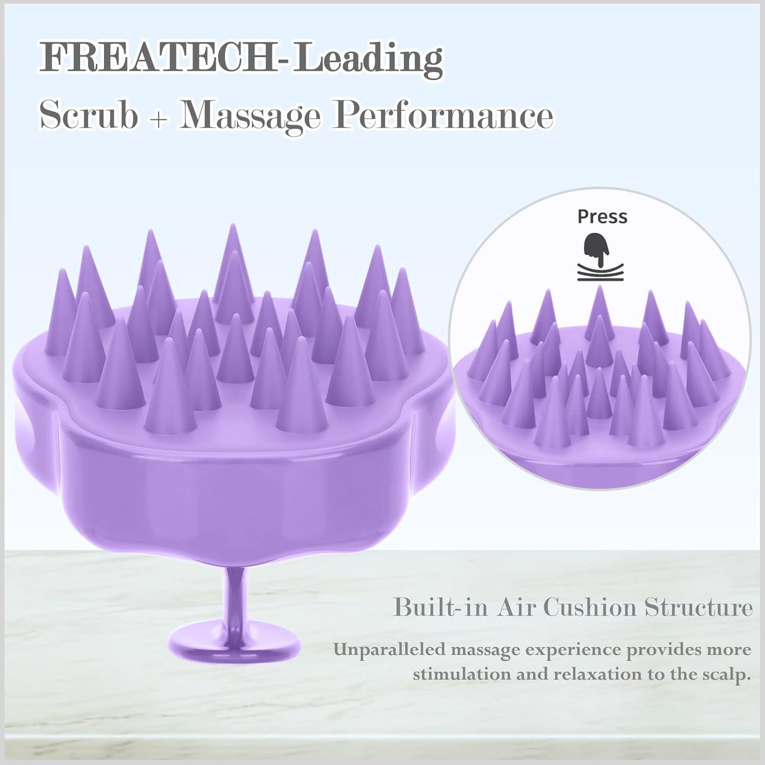 FReatech Kopfhaut Massagebürste Nass Trocken Shampoo Haarbürste Peeling Kopfmassage Silikonkamm Haarwurzel Schuppenfrei Haarwachstum Lila