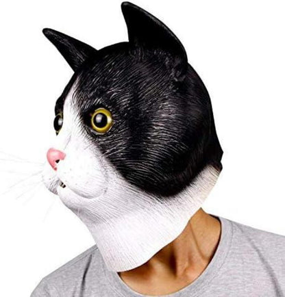 Katze Tierkopf Gummi Latex Maske Halloween Party Schwarz