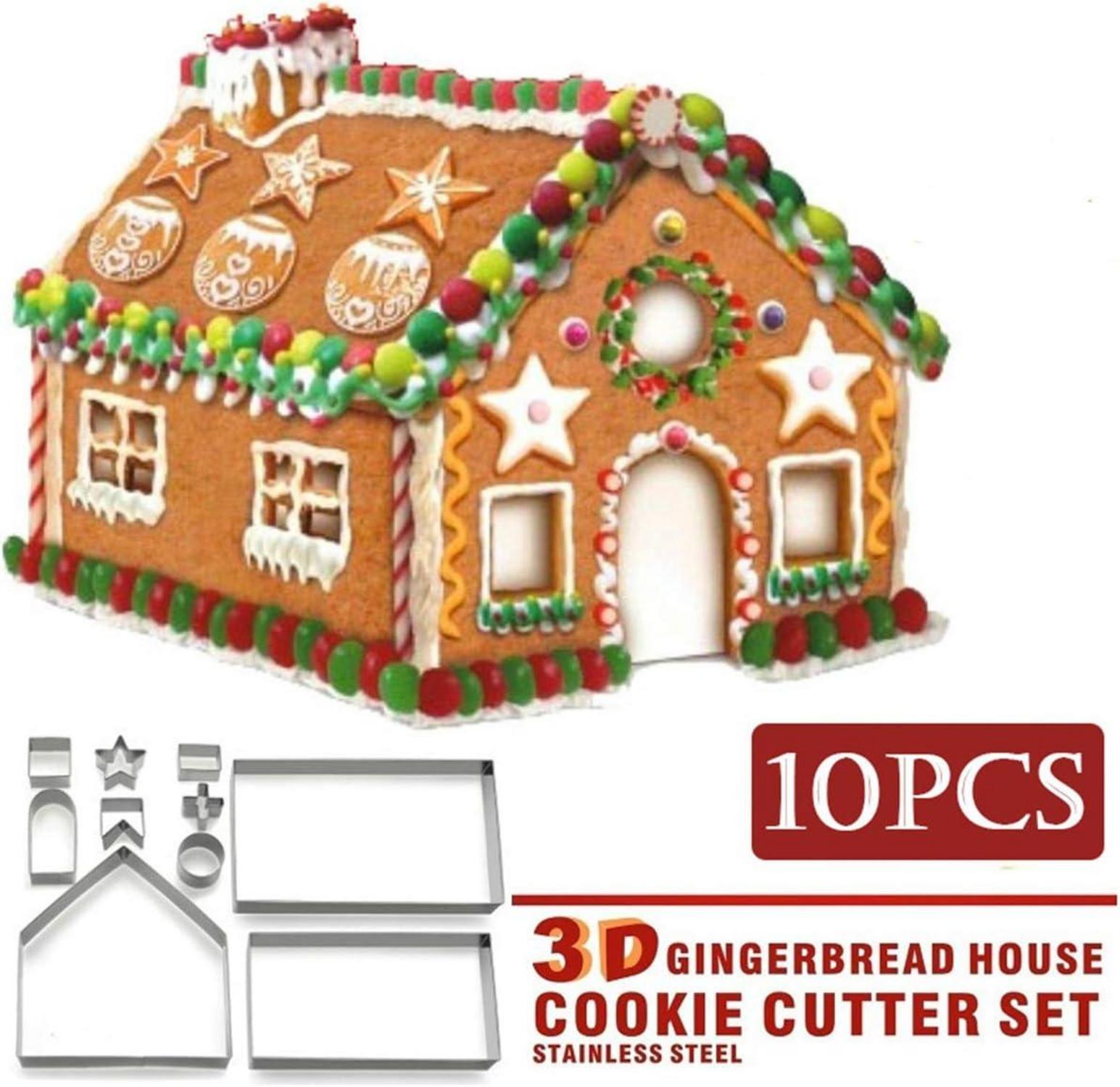 10-teiliges Ausstechformen Weihnachten Set Edelstahl Plätzchen Ausstecher Keksausstecher Xmas Cookie Cutters