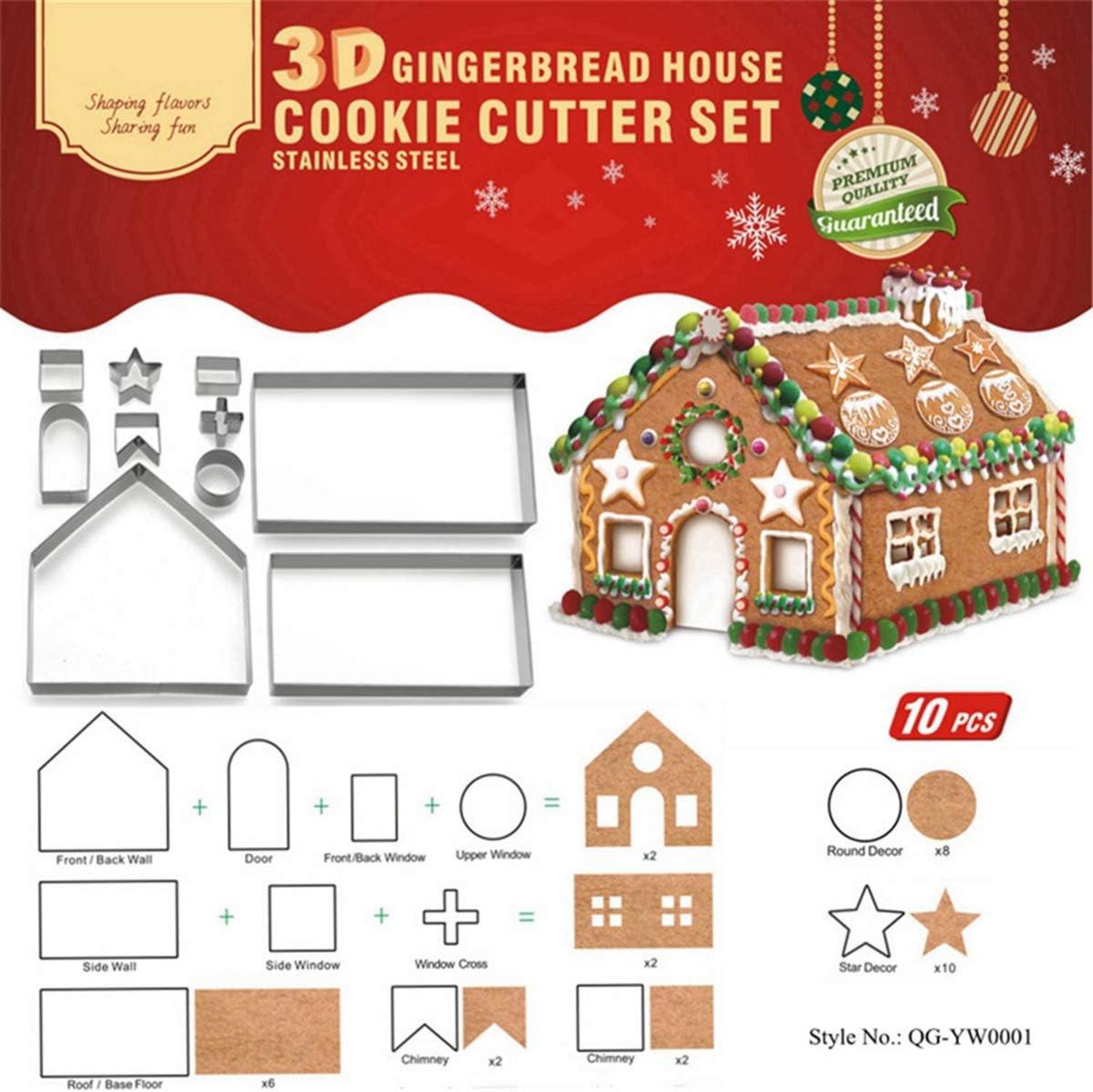 Ausstechformen Weihnachten Set Edelstahl Lebkuchenhaus Plätzchen