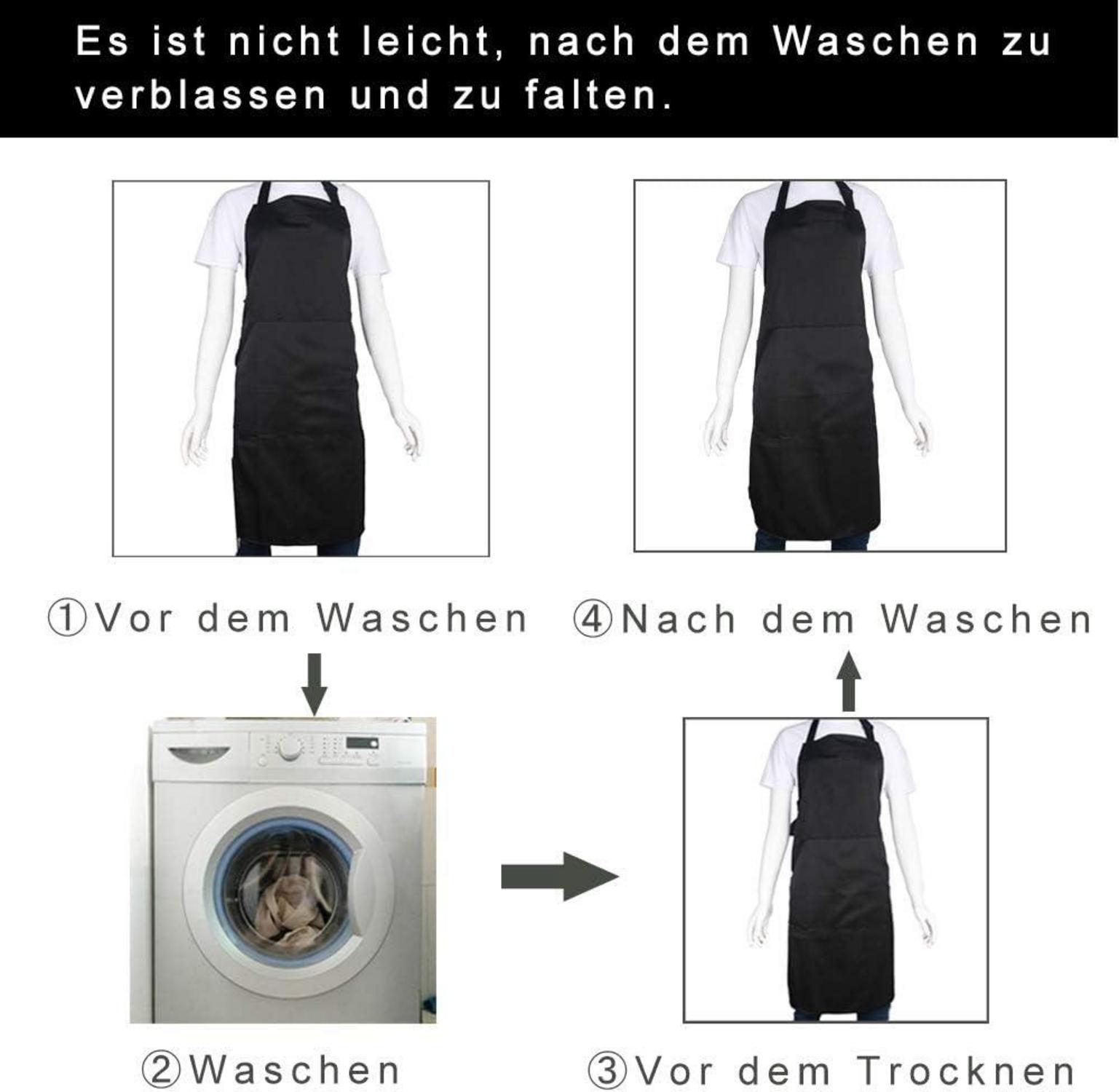 Verstellbare Schürze mit Tasche, Extra Lange Bänder, 18 Farben, Koch