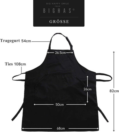 Verstellbare Schürze mit Tasche, Extra Lange Bänder, 18