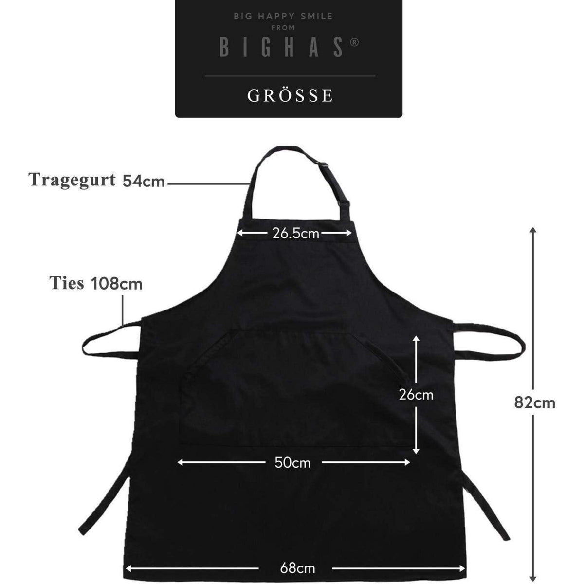 Verstellbare Kochschürze mit Tasche – Marineblau, XL