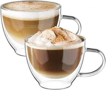 Doppelwandige Cappuccino Tassen aus Borosilikatglas 350ml 2er Set