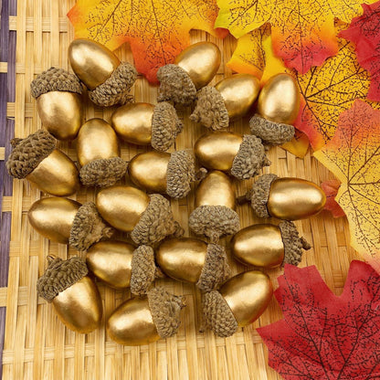 Künstliche Goldene Eicheln 50 Stück Weihnachtsdeko Herbst Deko