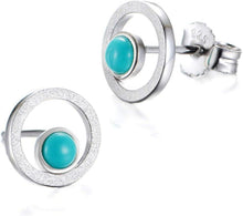 925 Silber Ohrstecker Künstlicher Türkis Ohrringe Damen Mädchen