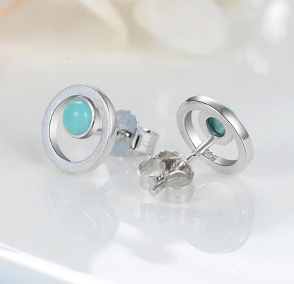 925 Sterling Silber Ohrstecker Türkis Ohrringe Damen Mädchen-Schlichtes Design