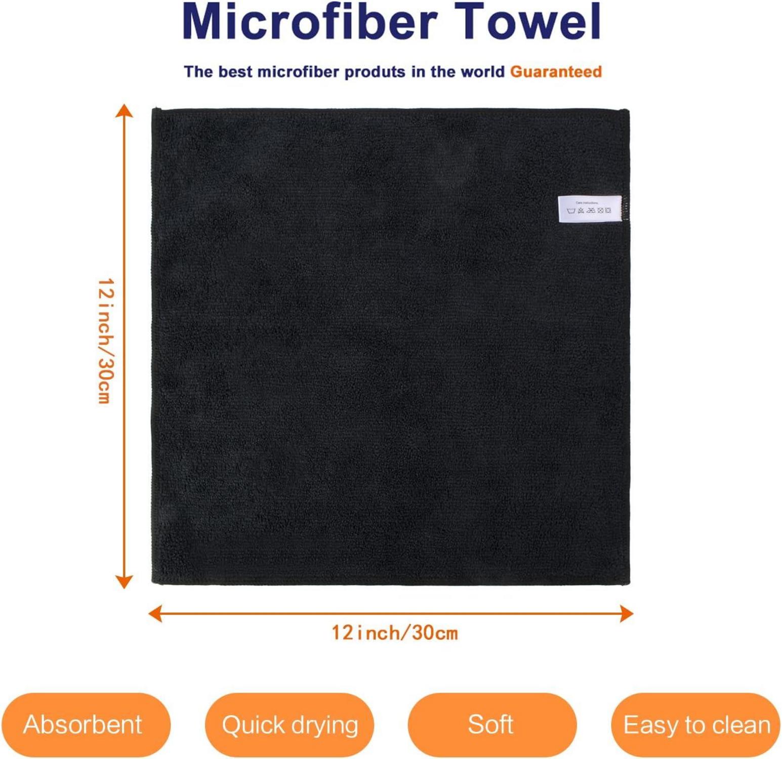 Microfasertücher 20 Stück Schwarz 30x30cm Haushaltstücher