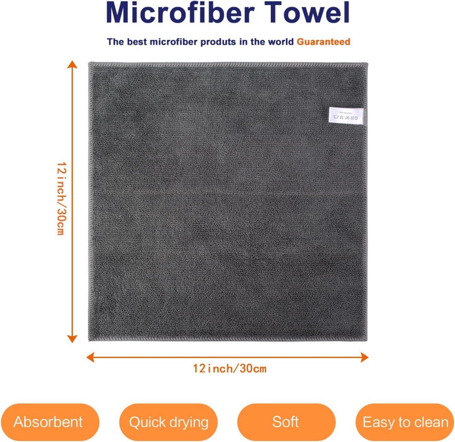 10er Pack Mikrofasertücher 30x30cm Grau Super saugfähig