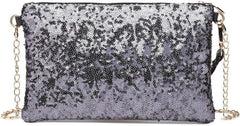 Miss Lulu Mini Pailletten Clutch Damen Umhängetasche Blau