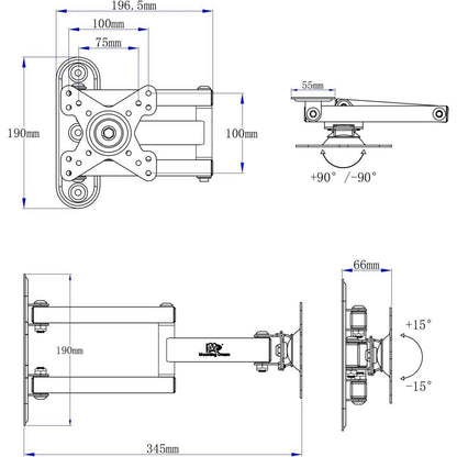 Monitor Wandhalterung Schwenkbar Neigbar VESA 100x100mm